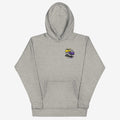 Sudadera gris con capucha AOC Drive Fast Night Club con ilustración exclusiva en el pecho.