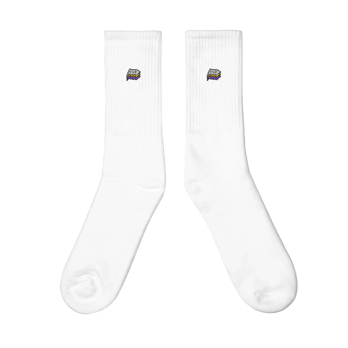 Calcetines Bordados AOC. Flags blancos de media caña con logotipo bordado