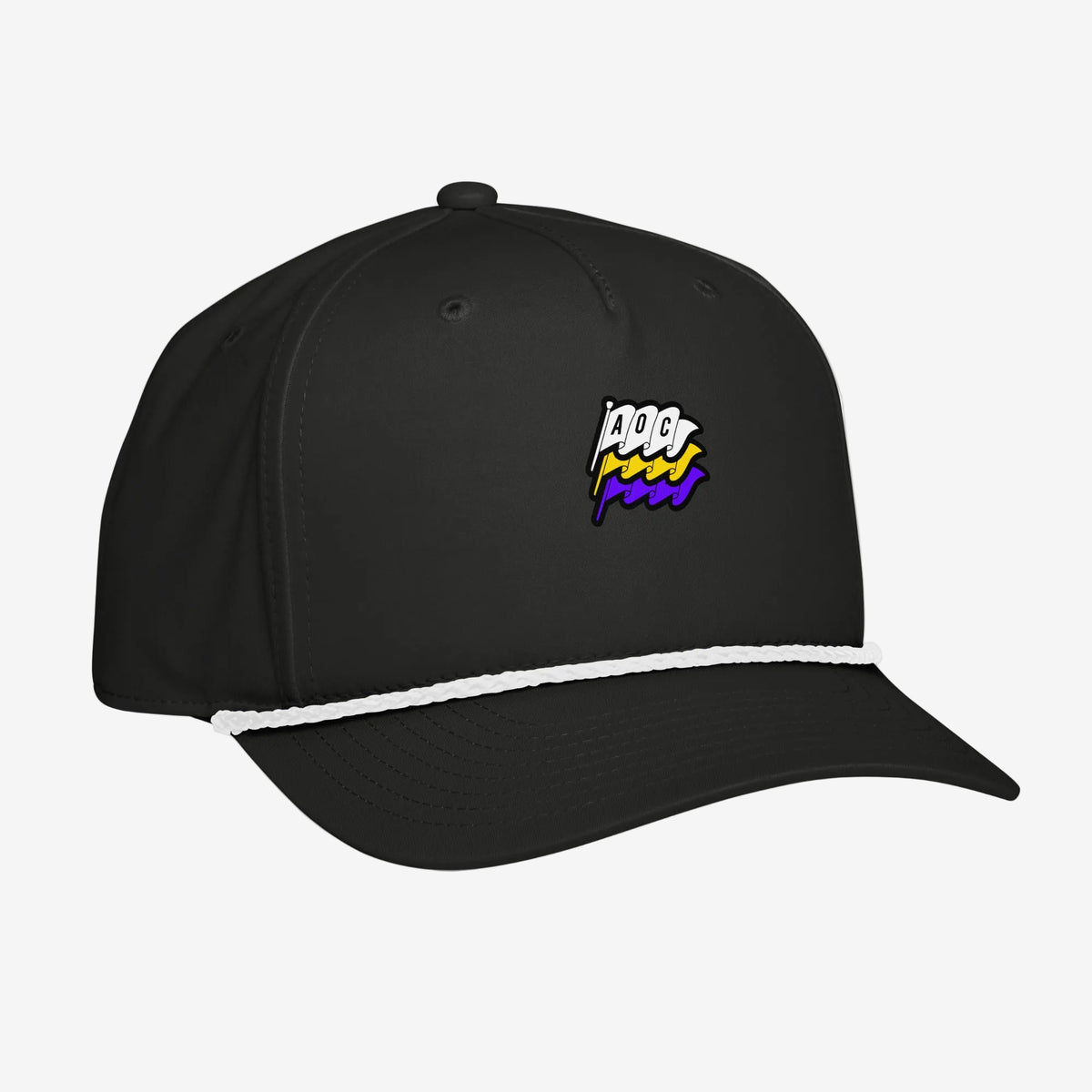 Gorra Rope Cap Flags Logo Black vista en perspectiva con logotipo Flags bordado