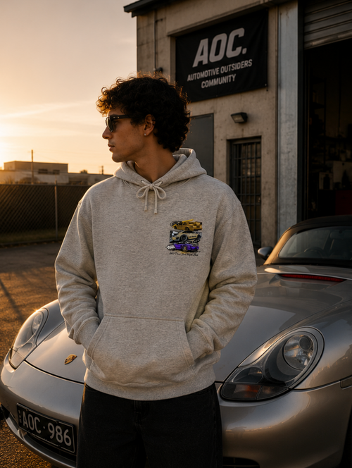 Sudadera con Capucha Drive Fast Night Club gris vista frontal